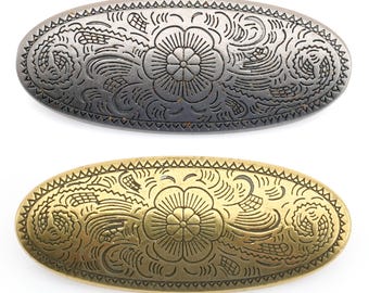 2 conchos ovalados grabados con detalles florales estilo western con cierre de rosca en latón o bronce / Adorno de marroquinería S106