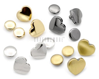 Heart Rivet 12mm Rapid Rivet Studs Metal Heart Shape Decorative Leather Rivet 10 pcs N-74