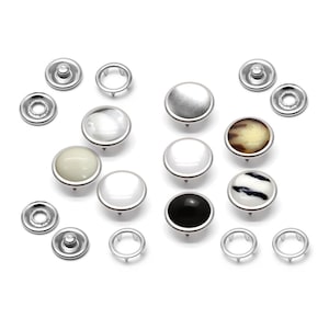 10.5mm Pearl Snaps Fasteners Pearl-Like Prong Snaps for Western Shirt Clothes Washable Buttons 20 Pack