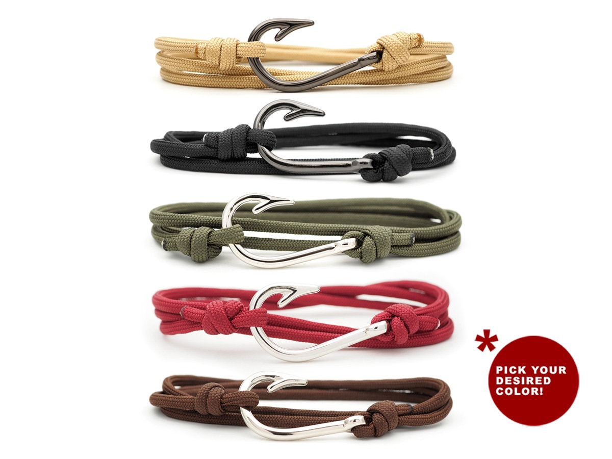 Buy Fish Hook Pendant Bracelet Made With 550 Military Paracord,adjustable  Bracelet & Anklet Online in India 