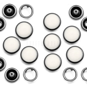 20 Sets 12mm Pearl Snaps Fasteners Pearl-Like Buttons for Western Shirt Clothes Washable Popper Studs Mt White Black set