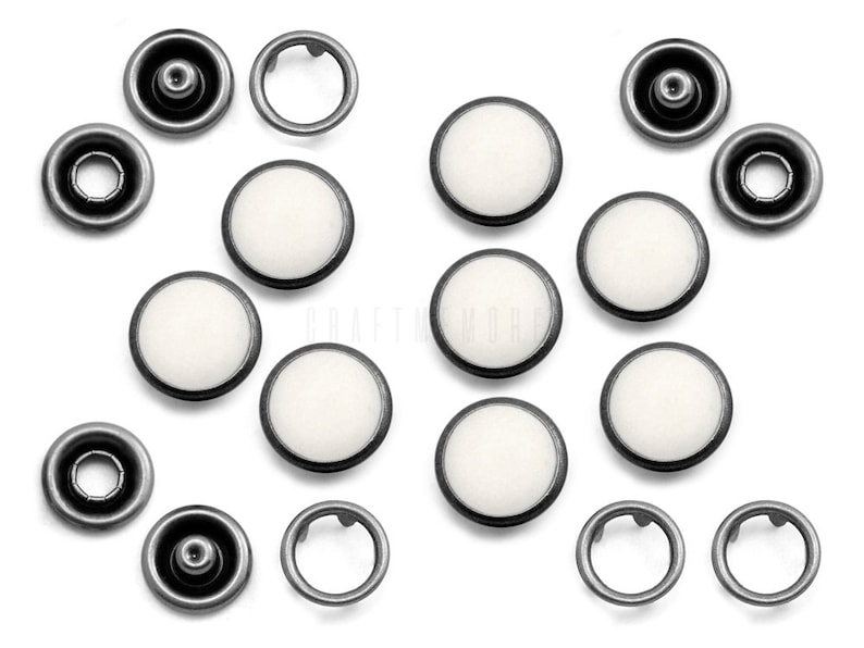20 Sets 12mm Pearl Snaps Fasteners Pearl-Like Buttons for Western Shirt Clothes Washable Popper Studs Mt White Black set