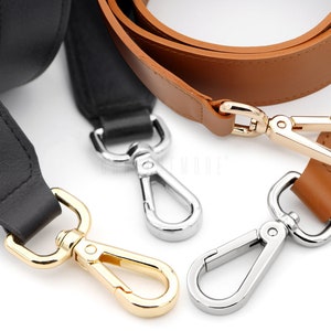 Bag Handle Replacement 1.16" W x 42" L Purse Straps with Swivel Clasp, Handmade Genuine Leather Shoulder Strap for Handbag Briefcase GL018