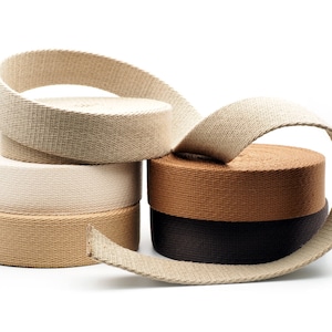 Brown Shades - Heavy Cotton Webbing - Straps for Arts and Crafts, Luxury Bag Strap High Density Webbing