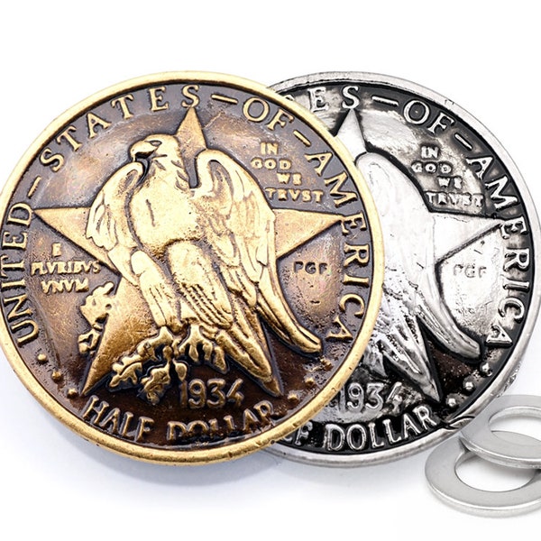 2pcs 1-1/8 « Eagle Dollar Coin Concho Gaur Rodeo Cowboy Vis Back Buttons Cuir Artisanat Embellissements