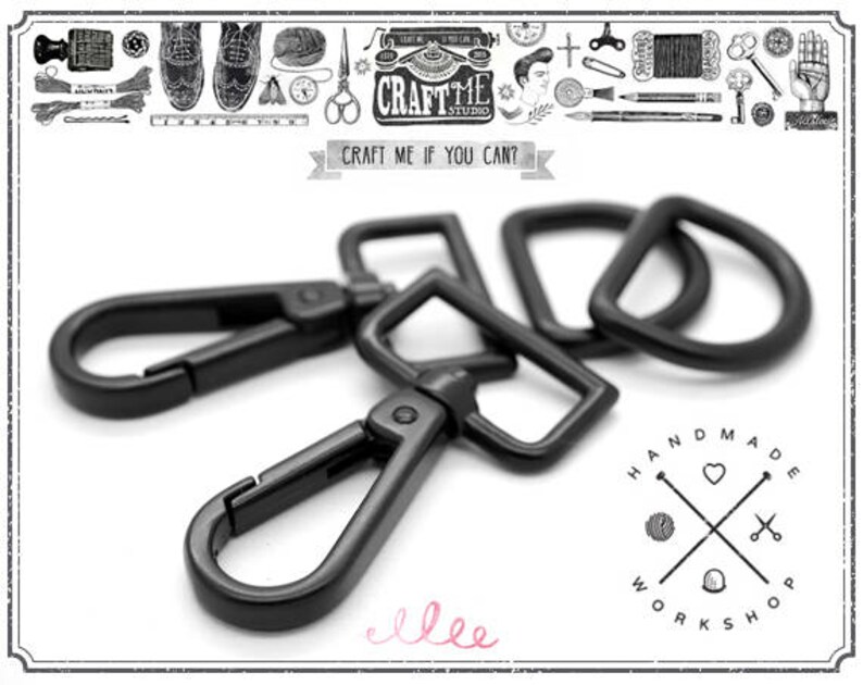 2sets Multi Size BLACK Swivel Clip Hook Push Gate Snap Lobster Clasp with D Rings