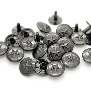 Confezione da 12 mm di borchie per rivetti rapidi a stella nera canna di fucile per borse, cinture, bracciali, decorazione artigianale in pelle