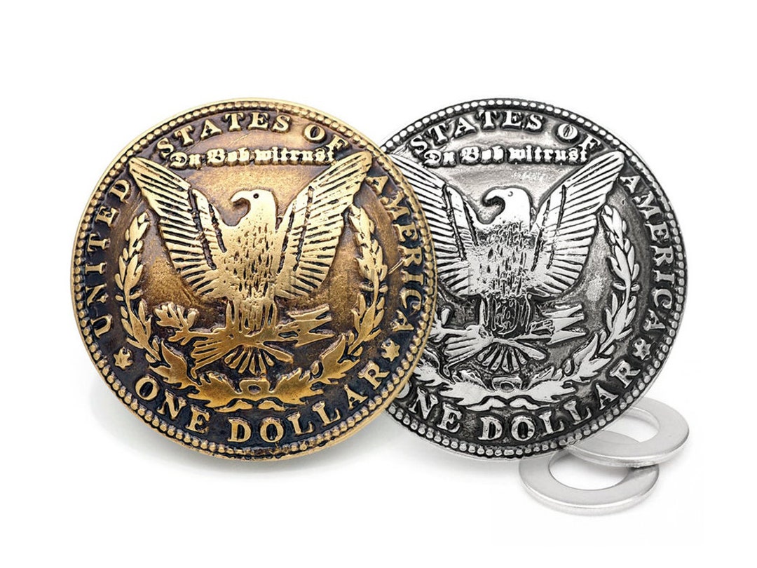2-Pack Silver Eagle Dollar Coin Conchos - Screw Back Buttons For Leather Crafts, Belts, Hats & Saddles - View #6