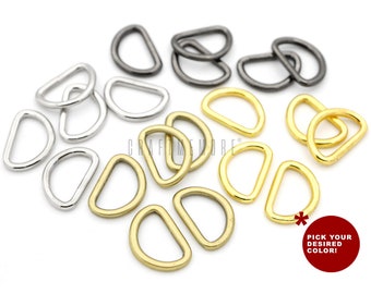 50pack 3/8" or 1/2" Tiny D-Ring Findings Metal Welded D Rings for Zip Connector Puller Landyard Purse Making