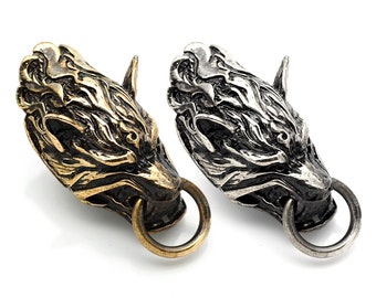 Wolf Fenrir Fire Concho Screw Back Conchos Wallet Connector Key Chain Leathercraft 2 pcs