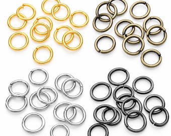 100pcs Open Jump Rings, Jewelry Making Connectors, Silver Gold Gunmetal Antique Brass Findings