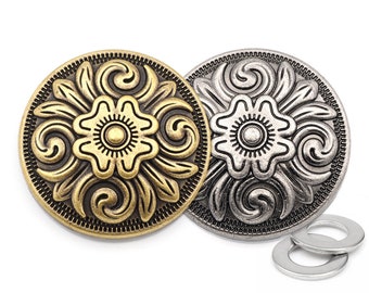 2pack 1-1/4 inches Antique Navajo Vintage Screw Back Conchos Cowboy Western Texas Leathercraft Embellishment Buttons
