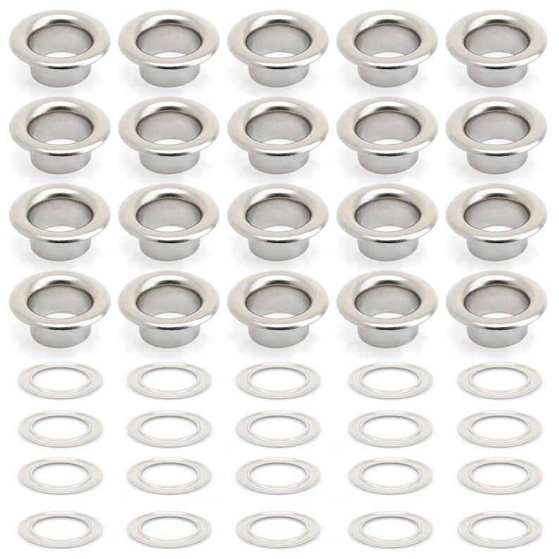 Grommet Tool Kit | 3/16", 1/4", 5/16" Eyelet Setting Tool with Hole Punch | 100 Silver Grommets image 4