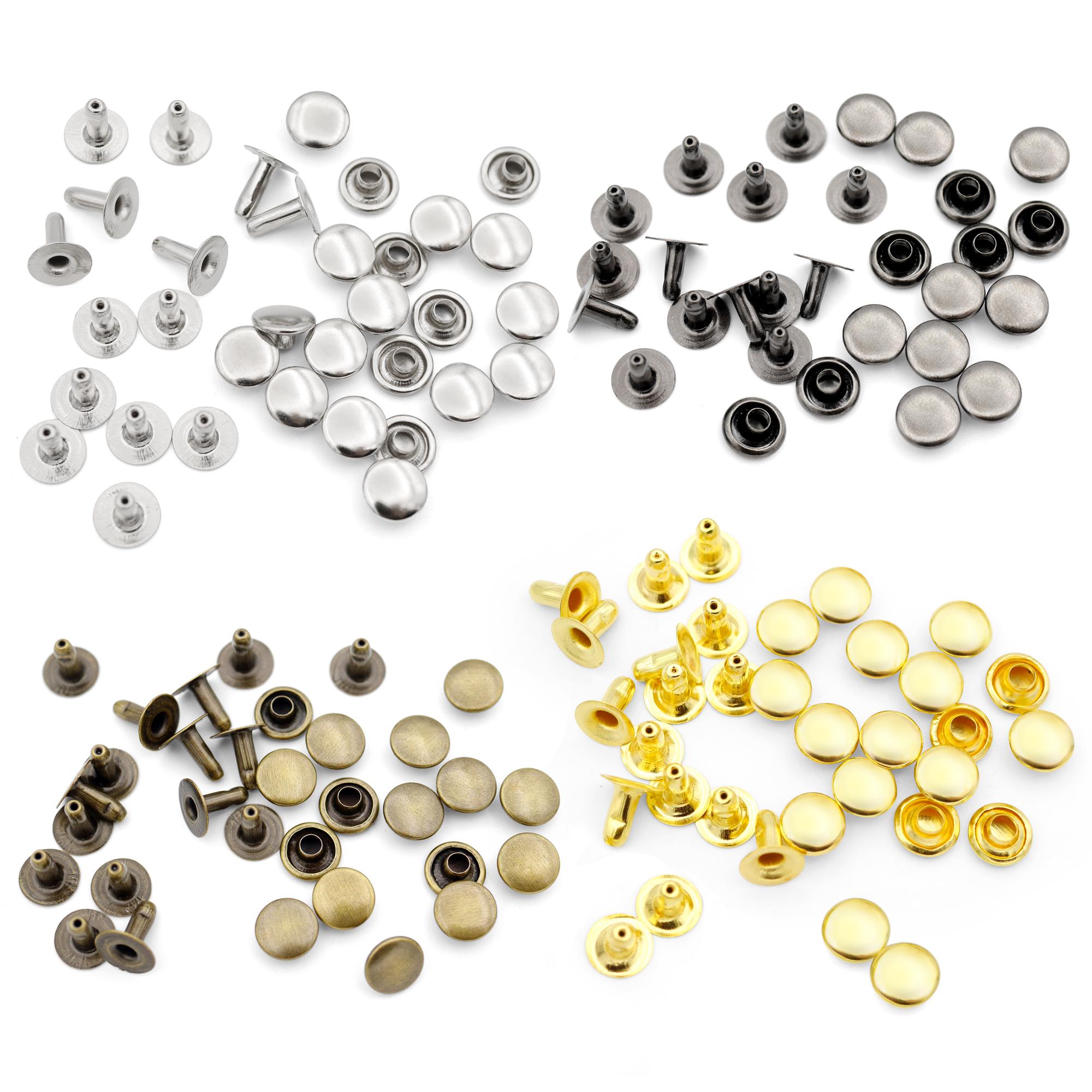 Single Cap Rivet Tool Single Cap Rivet Setter Tool Kit With Hole Cutter & 200 Silver Rivets ...