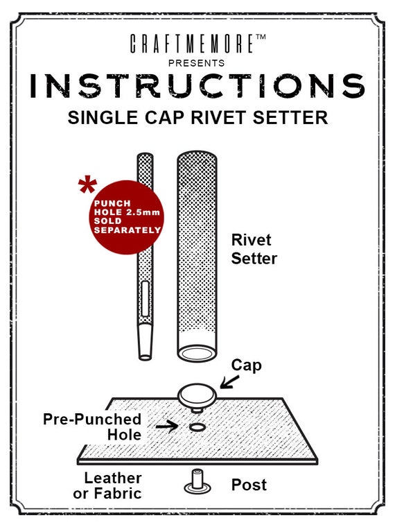 Set van Single Cap Rivet SETTER Rivet Setting Tool Gatensnijder met 200 enkele klinknagels in zilver Etsy Nederland