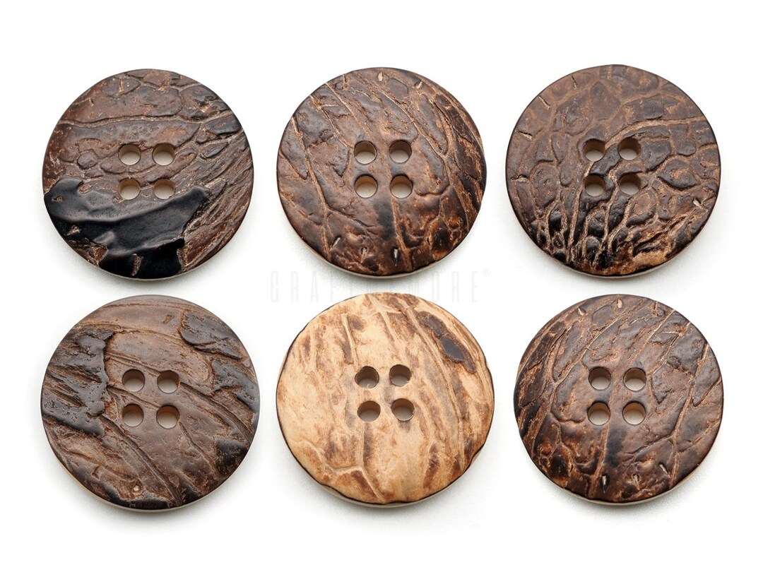 Bark Texture Resin Buttons 4 Holes Wooden Texture Button for Garment ...
