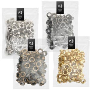 5mm, 7mm Metal Grommets Eyelets with Washers for Leather Craft, Canvas, Clothes (300 Sets)