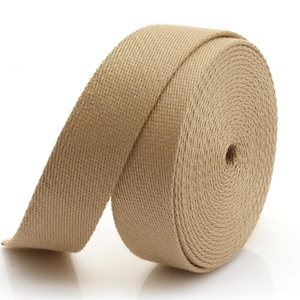 5Yards Heavy Cotton Webbing Strap 1" 1-1/4" 1-1/2" 2" – Thick Canvas Strap for Bag Making, Purse Strap, Camera Strap, DIY Craft Supply Tan