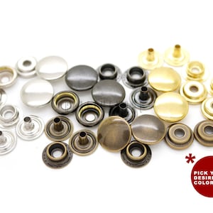 50er Pack Multi-Size Antik Messing Druckknöpfe Ring-Fassung Druckknöpfe Jackentasche Canvas Verschlüsse