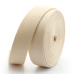 5Yards Heavy Cotton Webbing Strap 1" 1-1/4" 1-1/2" 2" – Thick Canvas Strap for Bag Making, Purse Strap, Camera Strap, DIY Craft Supply Beige