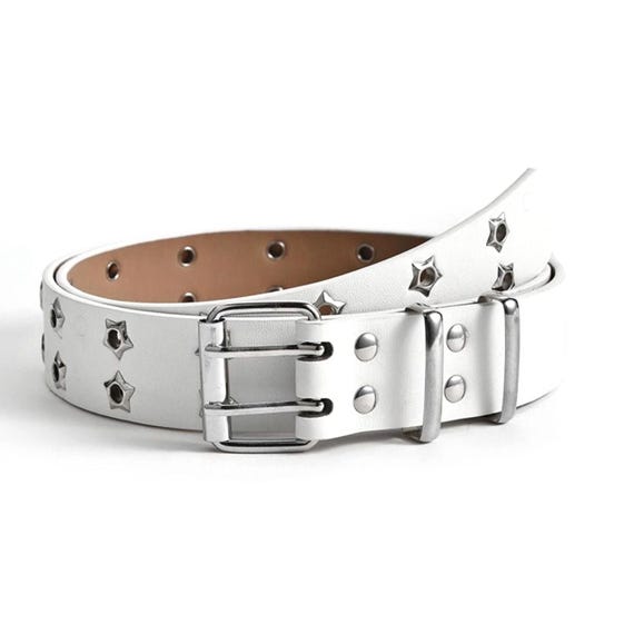 Star Studded PU Leather Belt – Double Prong Punk Rock Belt  display picture 2