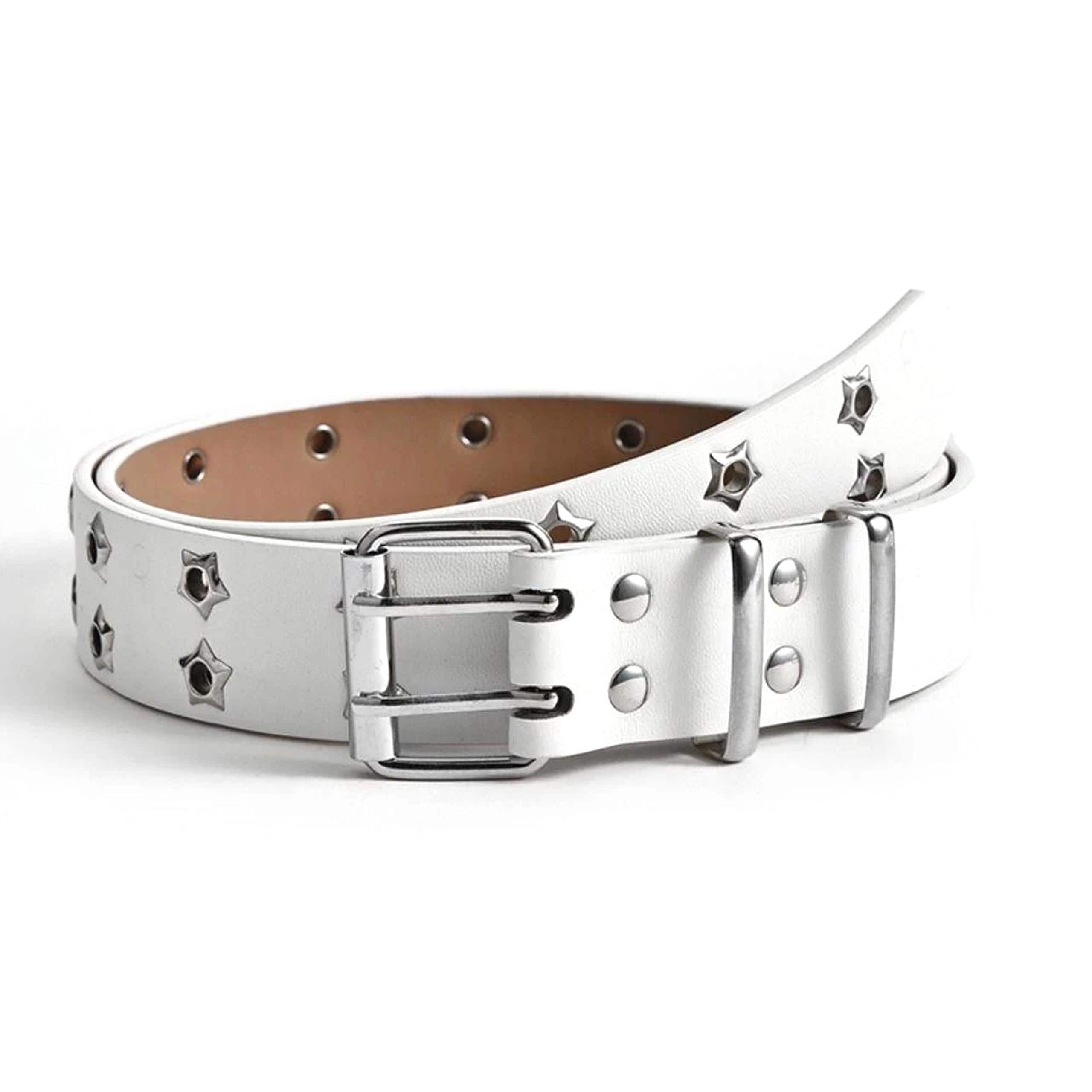 Punk Studded PU Leather Belt with Metallic Buckle, Adjustable Fit Studded Punk Belt – Pyramid Stud Faux Leather Belt in Black  main image 2
