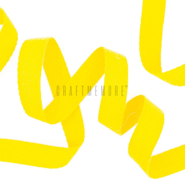 Lemon Yellow Twill Tape 3/8 » 1/2 » 3/4 » Herringbone Tape Fabric Ribbons Sangle Binding Tape Spool of 36 Yards MP4