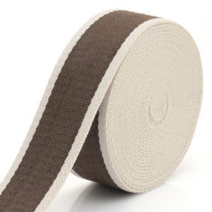 Two-Tone Cotton Poly Webbing Strap – Heavy Duty Bag Craft Belt (1.5 Inch) Brown-Ivory