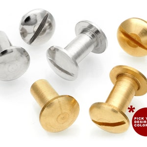 6pack 3/8 "Chicago Screw Screwback Post Bolt Button Belt Stud Rivet Rivetto in ottone massiccio per lavori in pelle
