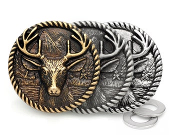 2pcs 1-3/8&quot; Deer Moose Animal Screw Back Conchos Gaur Rodeo Indian Cowboy Leathercraft Embellishment Buttons  CHS18