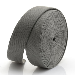 5Yards Heavy Cotton Webbing Strap 1" 1-1/4" 1-1/2" 2" – Thick Canvas Strap for Bag Making, Purse Strap, Camera Strap, DIY Craft Supply Gray