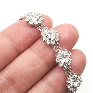 Clear Rhinestone Silver Trim, cupchain Bridal Belt-Thin Crystal Rhinestone Trim size 9mm 1 Yard
