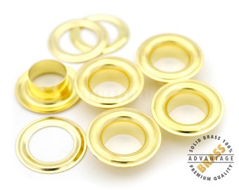 25 Sets  1/2" ID Solid Brass Grommets Eyelets with Washers for Vinyl Banners Leather craft