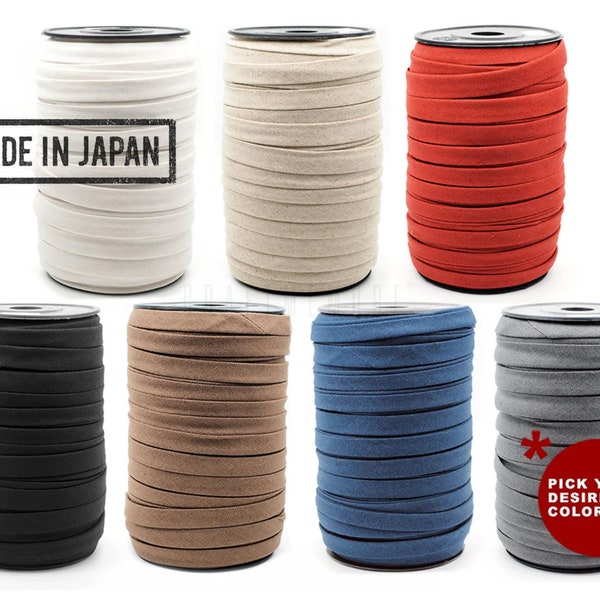 Ruban adhésif en biais Double pli 1/2" de large 100 % LIN PREMIUM, coton Fabriqué au Japon Biais