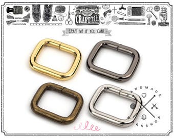 20PCS 5/8" 3/4" 1" Metal Rectangle Buckle Ring for Bag Belt Loop Strap Heavy Duty Rectangular Cord