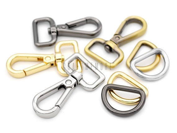 2sets Multi-size Push Gate Snap Hooks Quality Metal Swivel Purse Clips With D  Rings -  Canada
