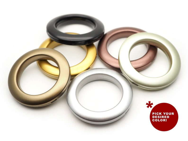 Curtain Grommets 1-9/16 40mm Inner Diameter Plastic Curtain Rings, Clip on Eyelet Rings, Home Drapes Grommets 8 Pack image 1