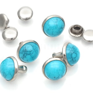 50sets 8mm Blue Turquoise Bohemian Round Decorative rivet