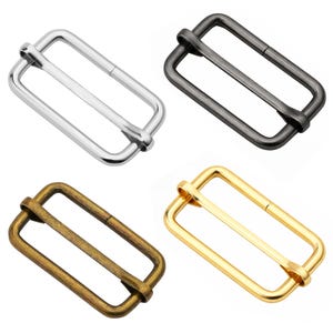 Paquete de 10 ajustadores de correa de metal de 3,18 cm y 3,81 cm con barra deslizante rectangular para correas anchas de bolsos, cinturones y accesorios para bolsos.