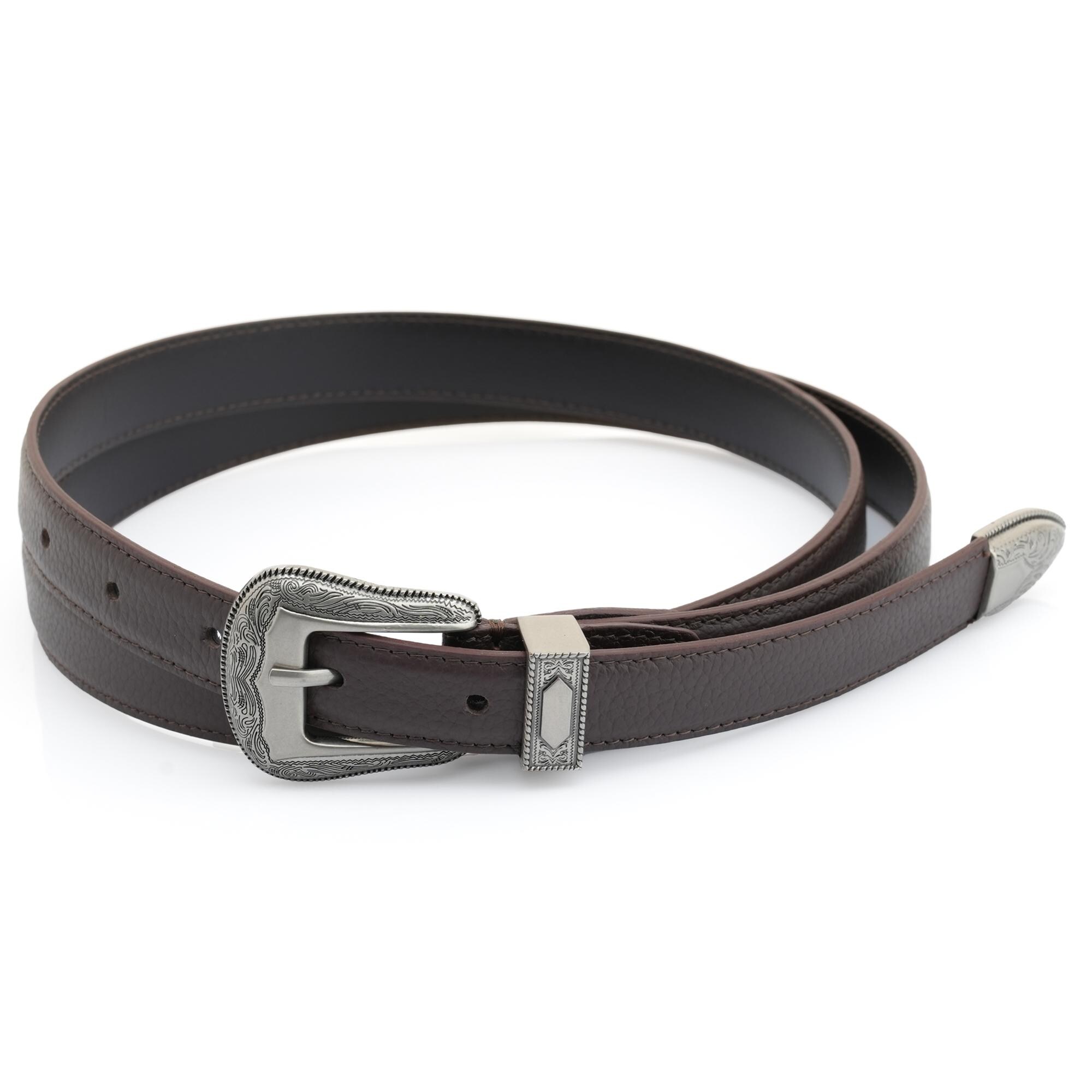 Genuine Cowhide Leather Belt with Oxidized Buckle 3/4 Inch Western Leather Belt – 3/4 main image 3