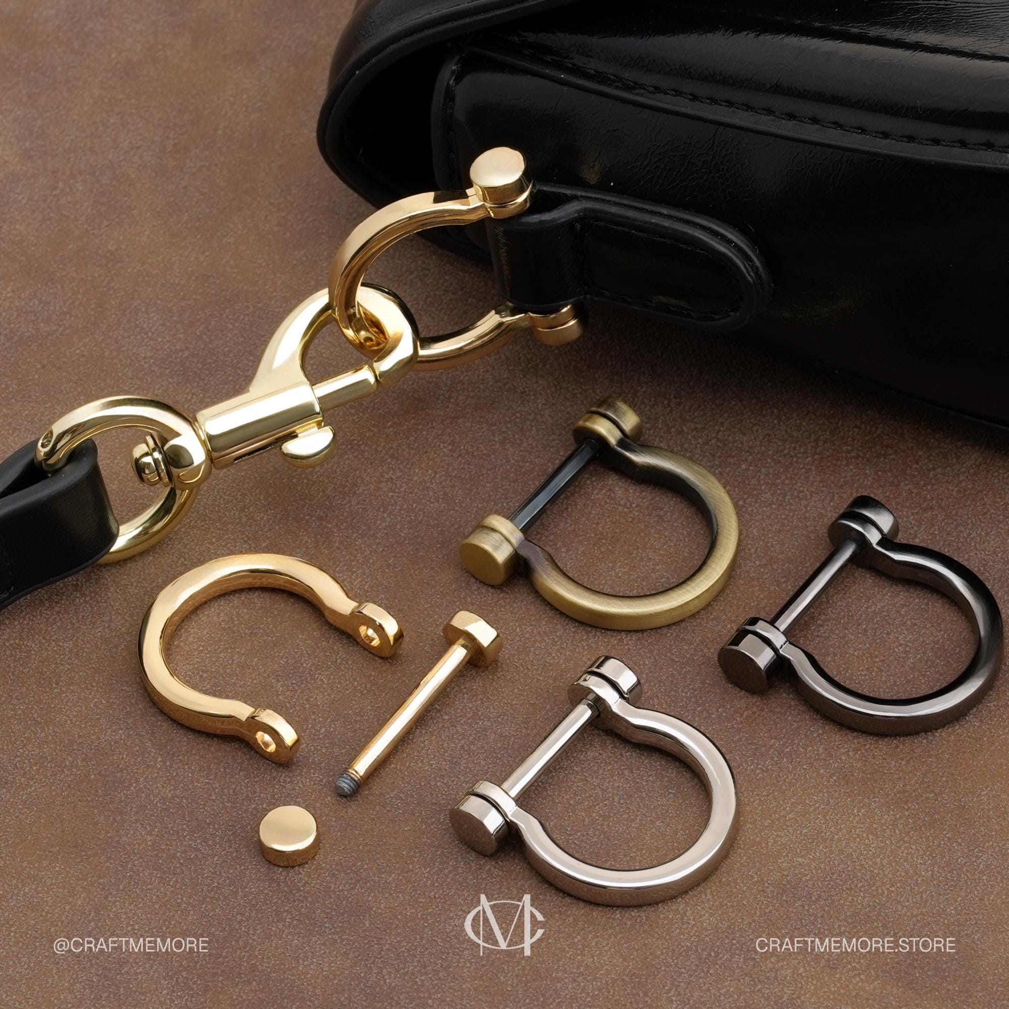 2 pezzi D-Rings Ve con grillo a ferro di cavallo Anello a D a forma di U per accessori di ricambio per borse artigianali con cinturino in pelle fai- da-te  1524