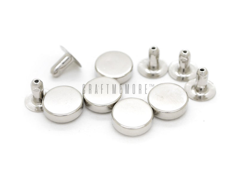 100pcs Silver Tone Single Cap Flat Head Tablet Rapid Rivets Studs ...
