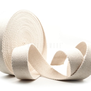 100% Natural Cotton Webbing Straps for Arts and Crafts, Fabric Bag Strap Webbing, Fabric Apron, Cotton Tape, Unbleached Cotton Trim