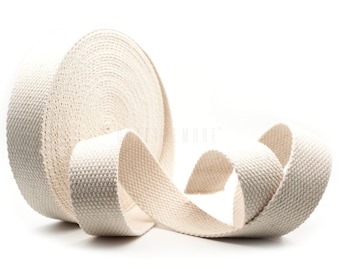 100% Natural Cotton Webbing Straps for Arts and Crafts, Fabric Bag Strap Webbing, Fabric Apron, Cotton Tape, Unbleached Cotton Trim