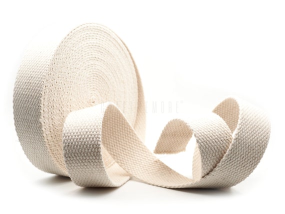 100% Natural Cotton Webbing Straps for Arts and Crafts, Fabric Bag Strap  Webbing, Fabric Apron, Cotton Tape, Unbleached Cotton Trim 