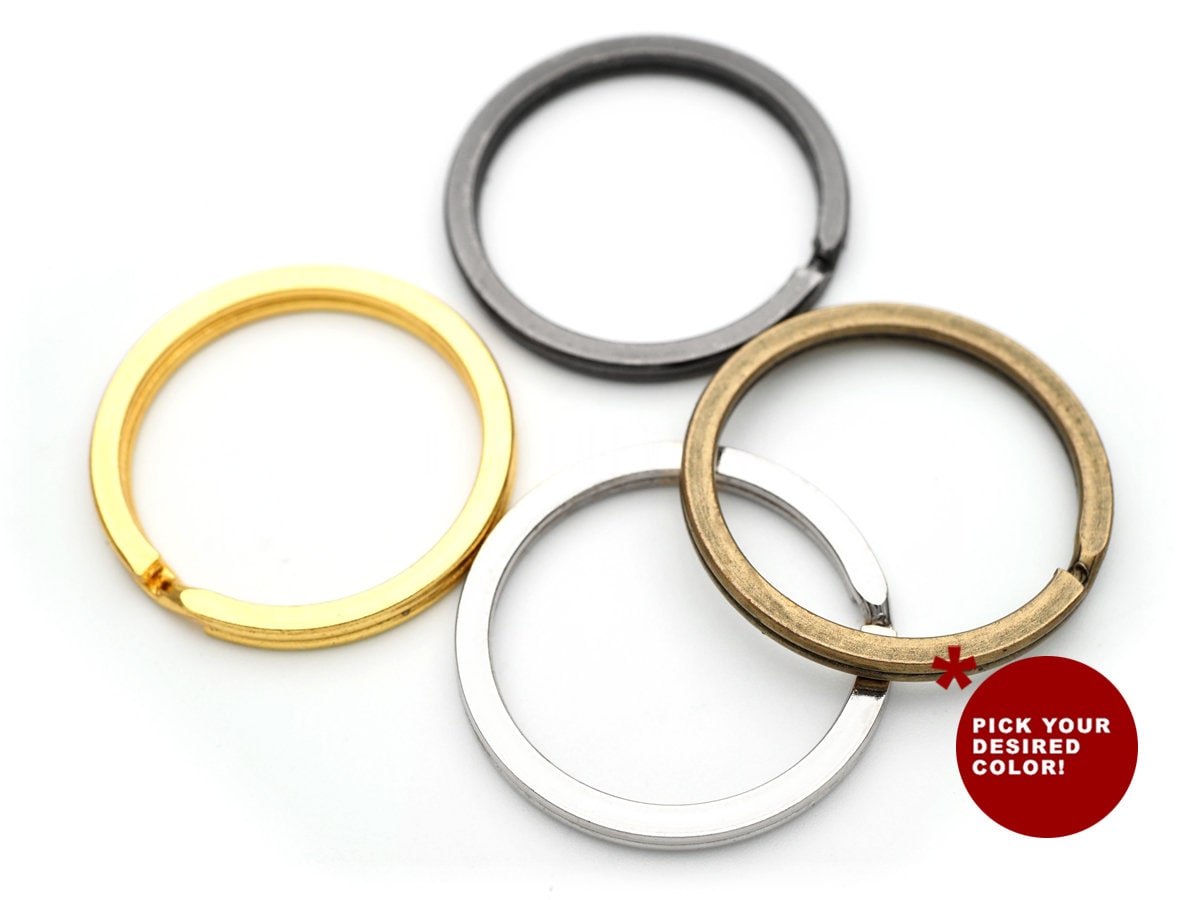 LEMLIN 20 Stück Schlüsselringe 25mm - Edelstahl Schwarz Flach