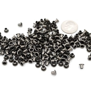 2mm 3mm Tiny Eyelets Self Backing for Bead Cores, Clothes, Leather, Paper label 200 pack Gunmetal