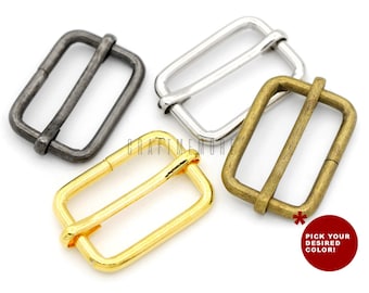 10pcs 5/8&quot; 3/4&quot; 1&quot; Movable Bar Slide Strap Adjuster Rectangle Strap Keeper Triglide Belt Keeper Purse Making Pack
