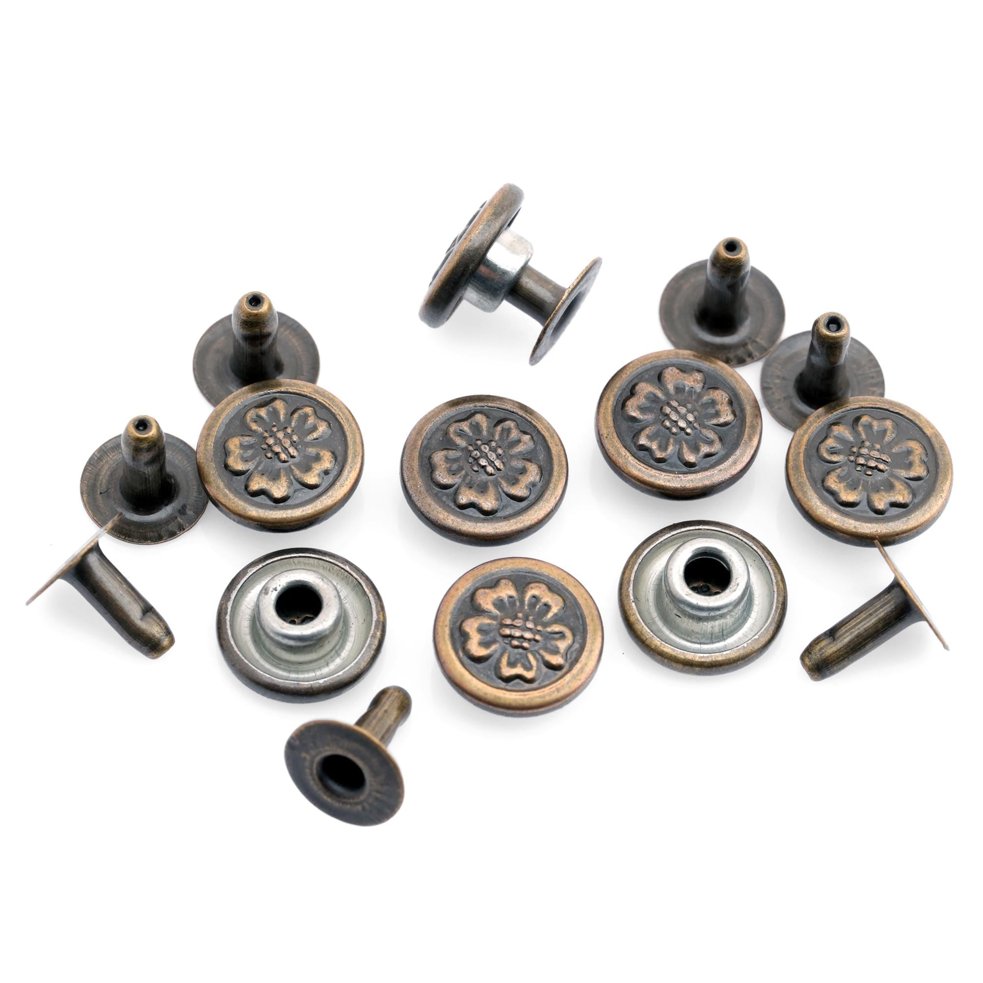 Antique Brass Sakura Flower Rivets - 3/8 inch, 50 Pack