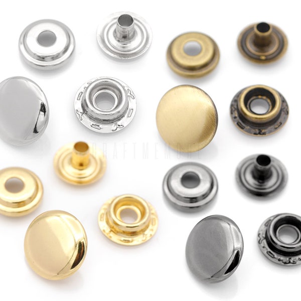 10pack 15mm Snap Fasteners Ring-Socket SOLID BRASS Heavy Duty Press Stud Poppers Ring Socket Button #VT47